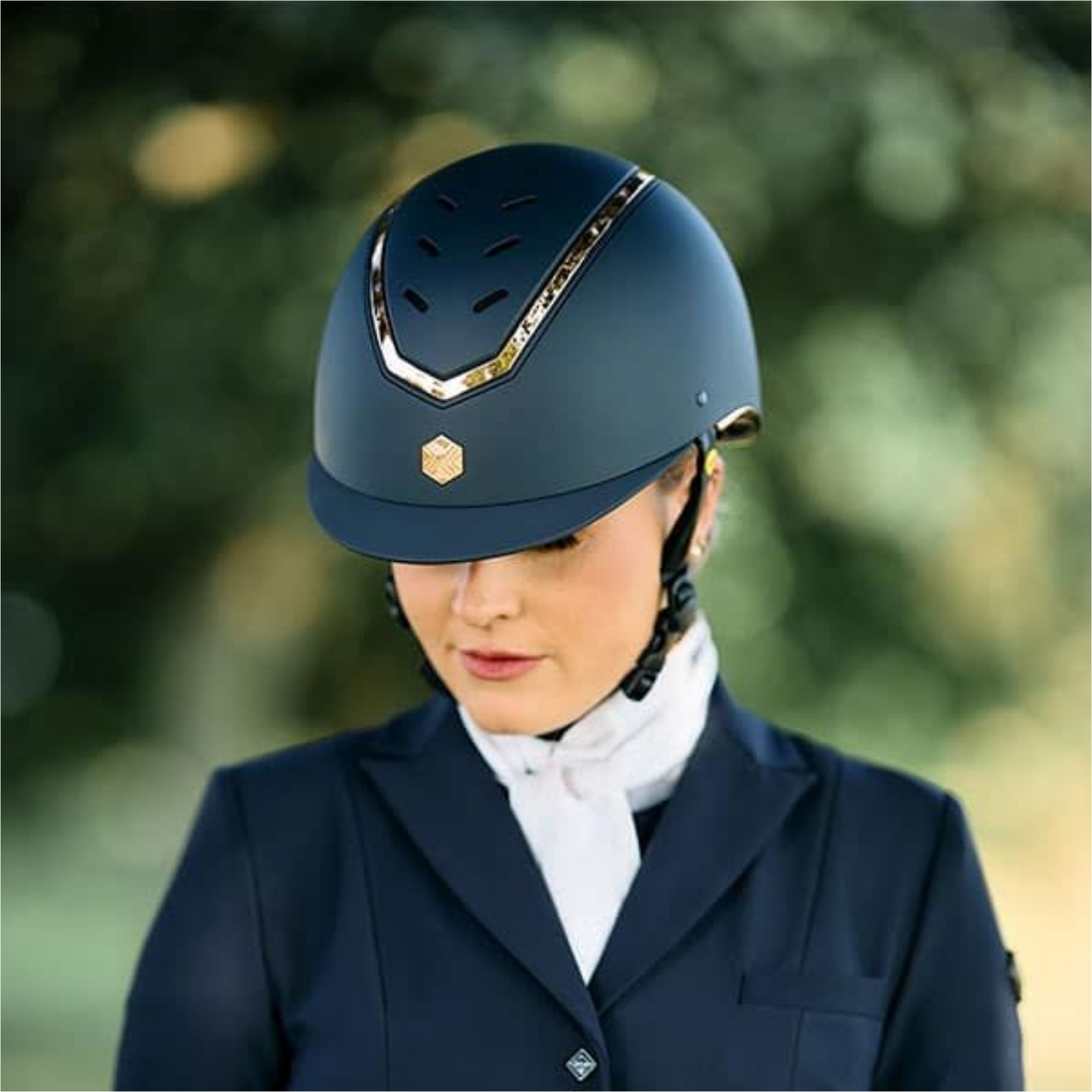 2026 Charles Owen Unisexe Kylo Large Visière Avec MIPS Casque De Équitation KYLOWMIPS - Navy Matte / Rose Gold